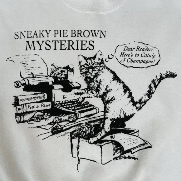 1995 Vintage Sneaky Pie Brown Mysteries Literary Sweatshirt Large - Picture 2 of 4